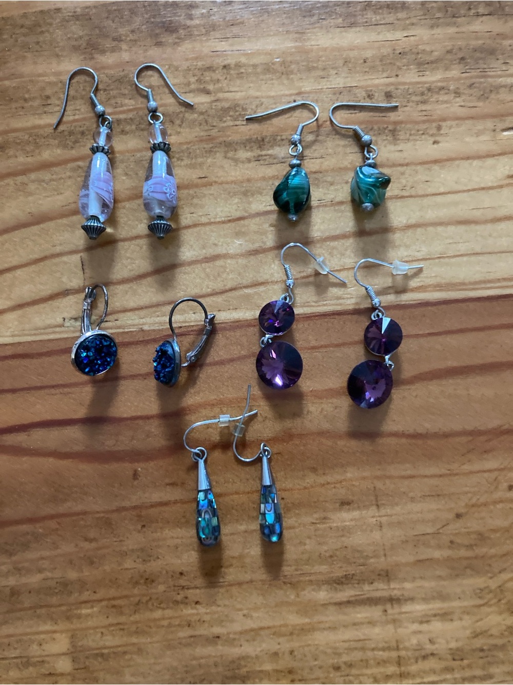 Assorted Women’s Purple and Blue Drop Earrings - Unbranded